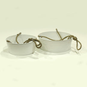 Craftter Set of 2 White Color Metal Hanging Planers Pendant Plant Pot Balcony Plant Stand