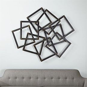 Craftter Geometric Square Black Color Metal Wall Art