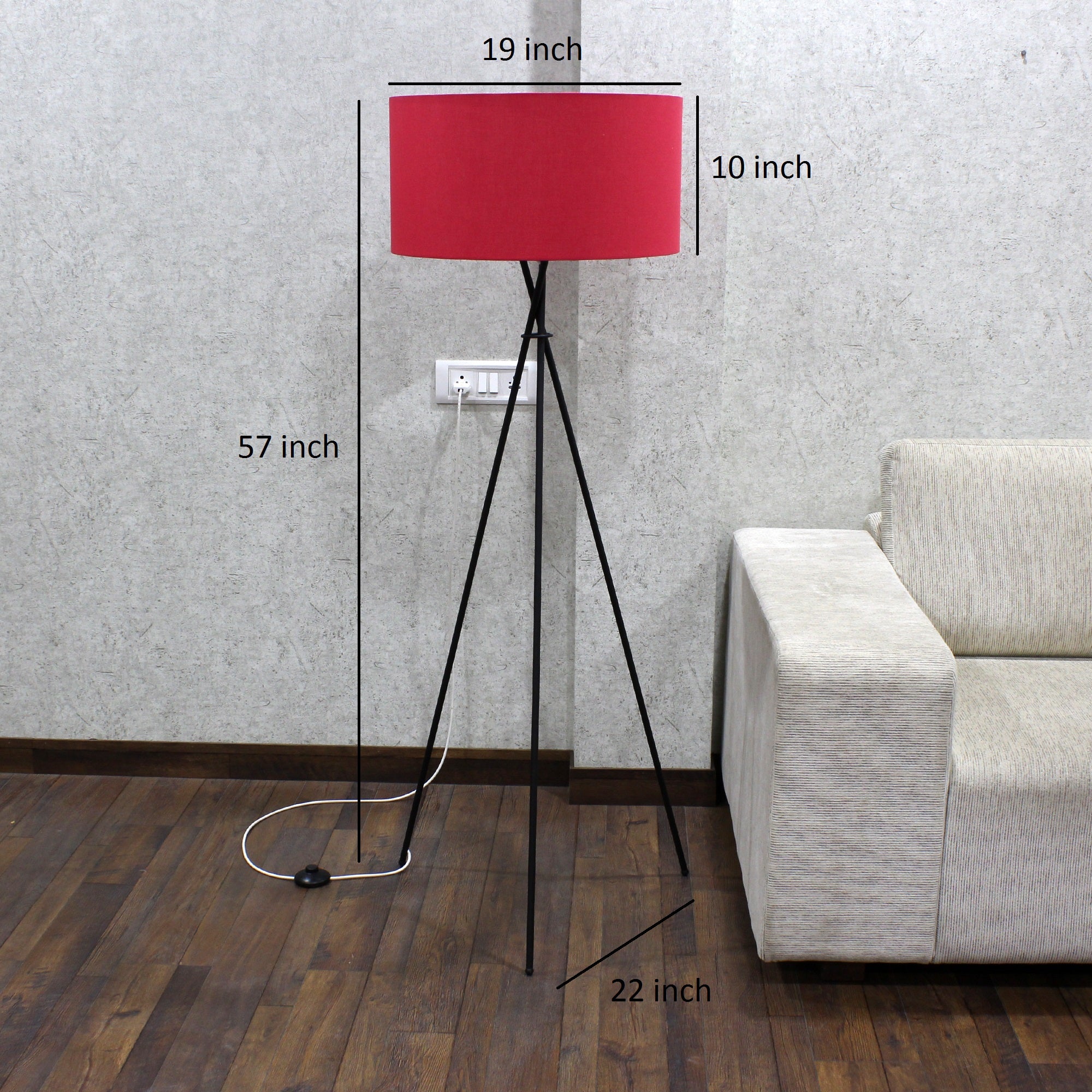 Craftter Metal Tripod Floor Decorative Standing Night Lamp (Dark Pink)