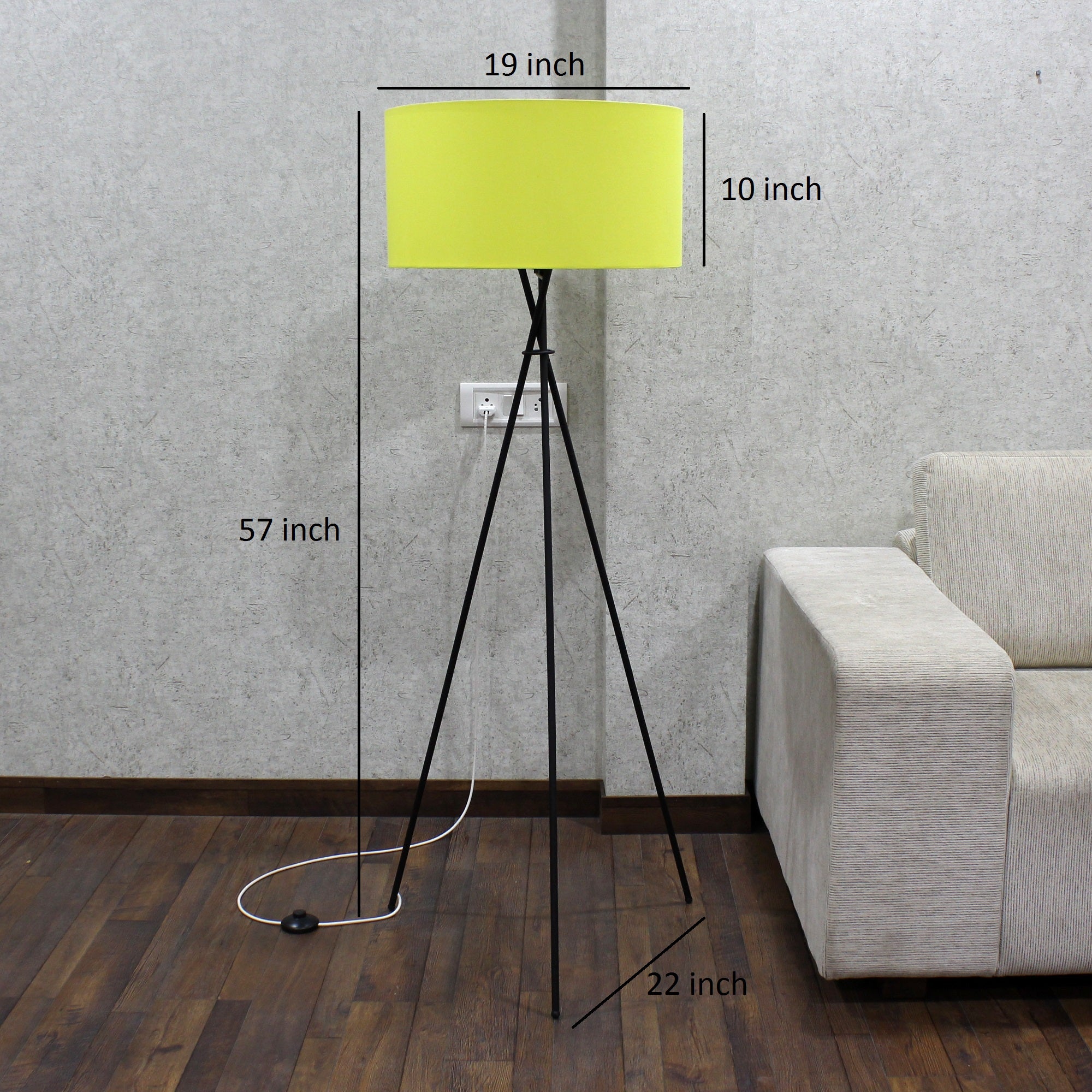 Craftter Metal Tripod Floor Decorative Standing Night Lamp (Yellow)