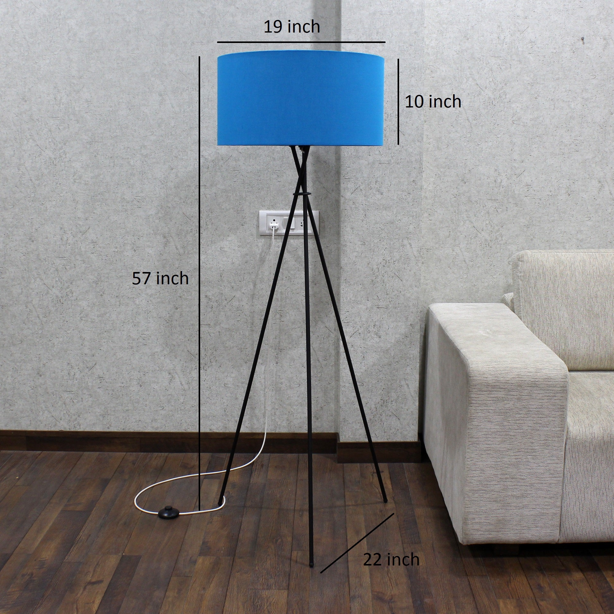 Craftter Metal Tripod Floor Decorative Standing Night Lamp (Blue, 19 X 10 X 57 inch)