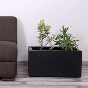 Craftter Stone Finish Rectangle Shape Black Color Fiberglass Planters Decorative Pots Light Weight - 15 X 24 X 13 inch ( Length X Width X Height ), Indoor-Outdoor