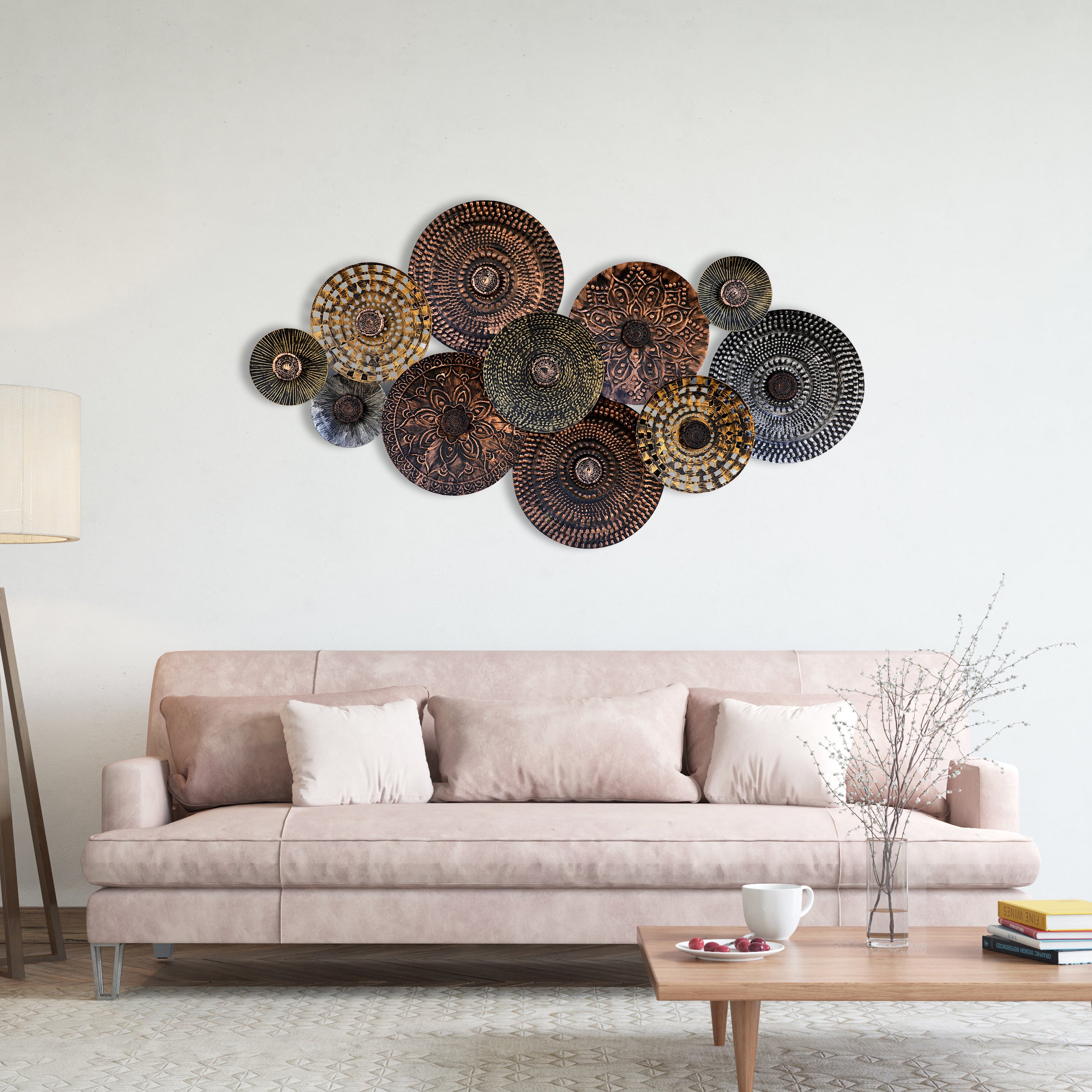 Craftter Trible Circles Metal Wall Art for Home Décor | Decorative Hanging Sculpture | Wall-Mount Decoration for Living Room Bedroom Farm House Cottage Home Office | Modern and Antique|Dark Multicolor
