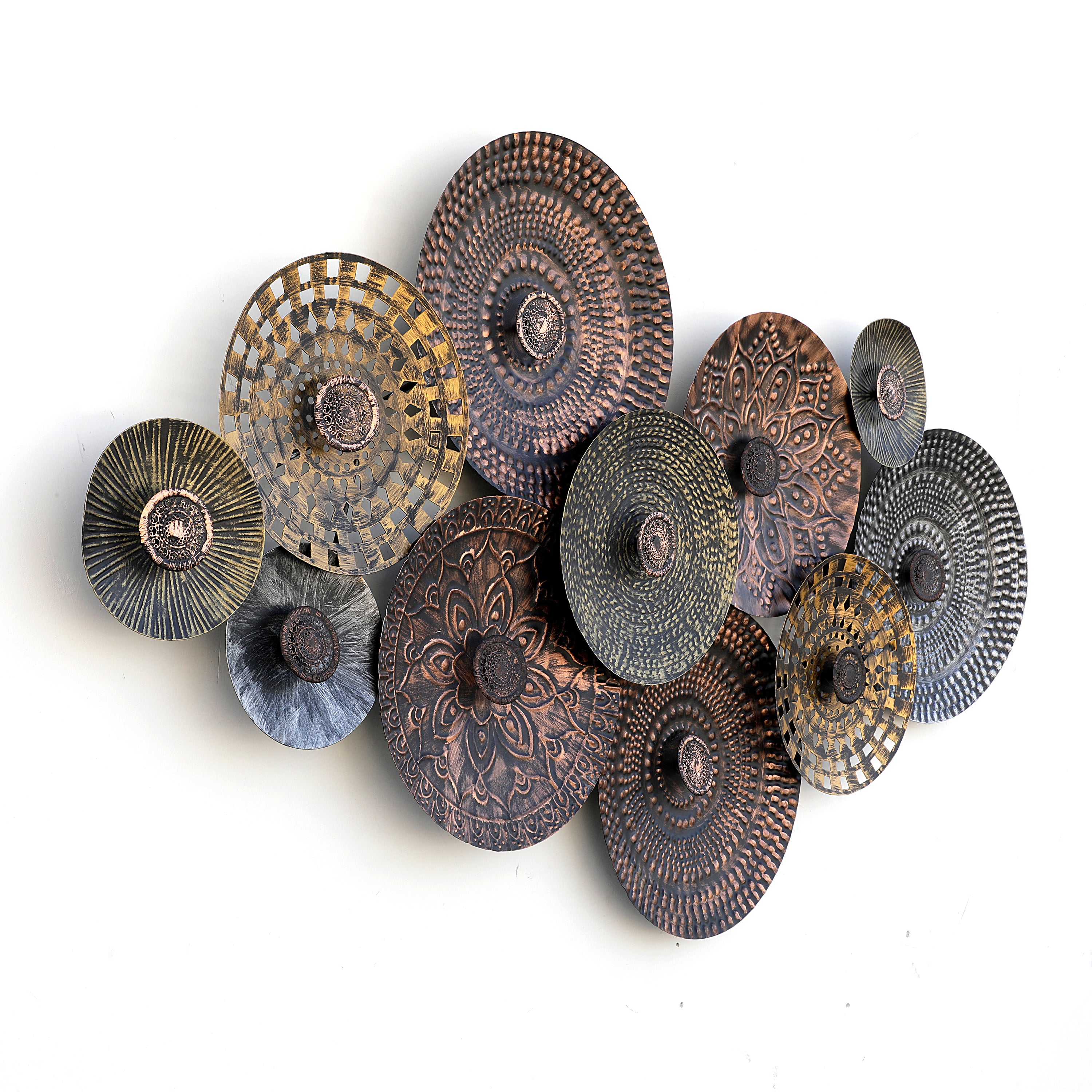 Craftter Trible Circles Metal Wall Art for Home Décor | Decorative Hanging Sculpture | Wall-Mount Decoration for Living Room Bedroom Farm House Cottage Home Office | Modern and Antique|Dark Multicolor