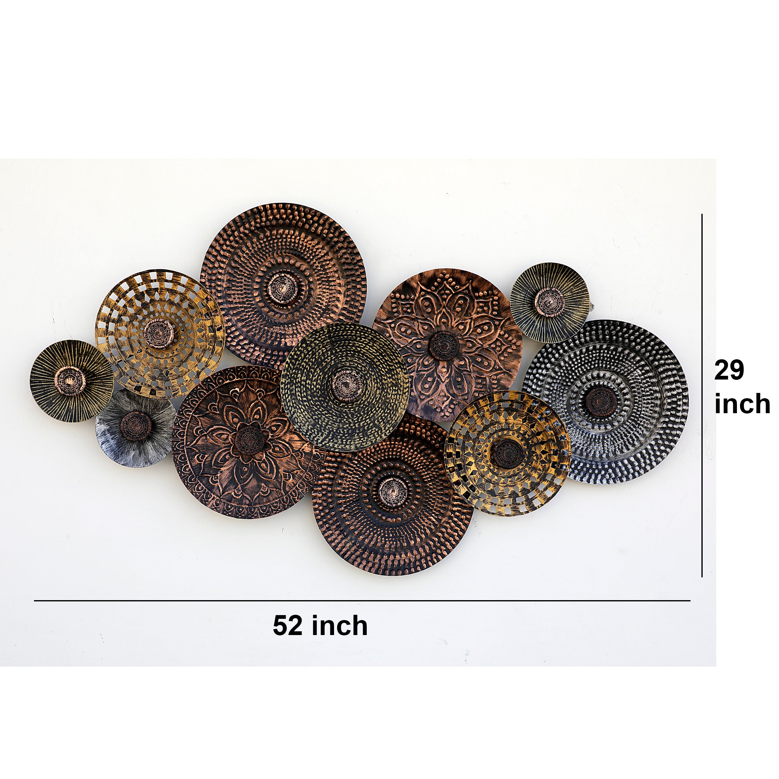 Craftter Trible Circles Metal Wall Art for Home Décor | Decorative Hanging Sculpture | Wall-Mount Decoration for Living Room Bedroom Farm House Cottage Home Office | Modern and Antique|Dark Multicolor