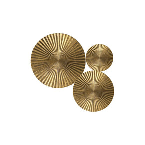 Craftter Set of 3 Bright Gold Color Circles Metal Wall Décor Hanging Large Wall Sculpture Art