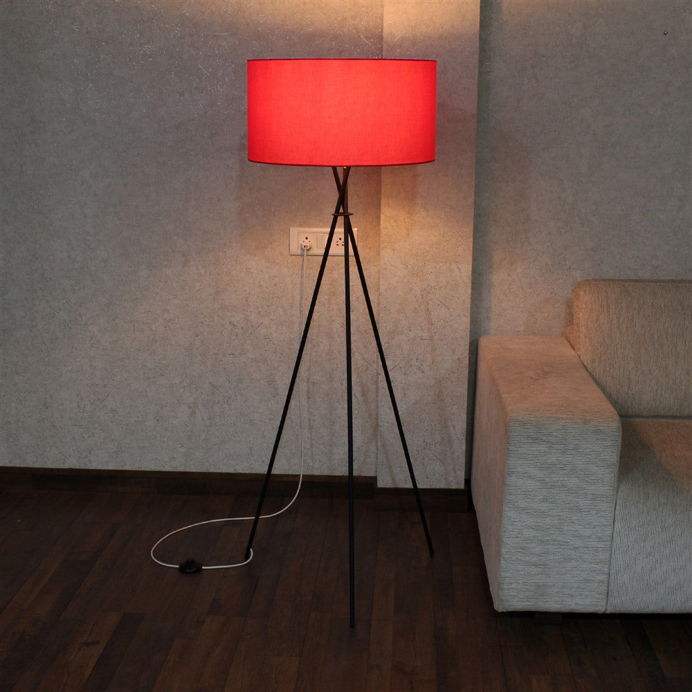 Craftter Metal Tripod Floor Decorative Standing Night Lamp (Dark Pink)