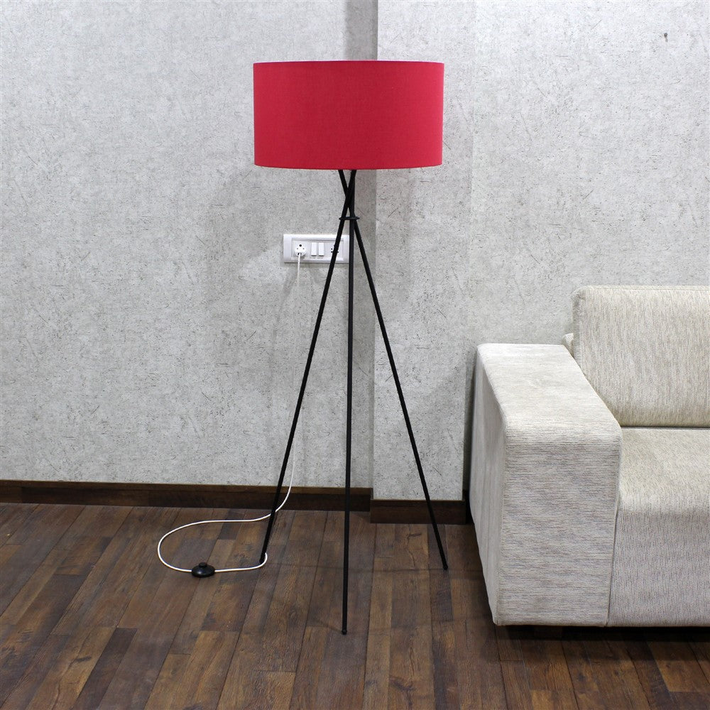 Craftter Metal Tripod Floor Decorative Standing Night Lamp (Dark Pink)