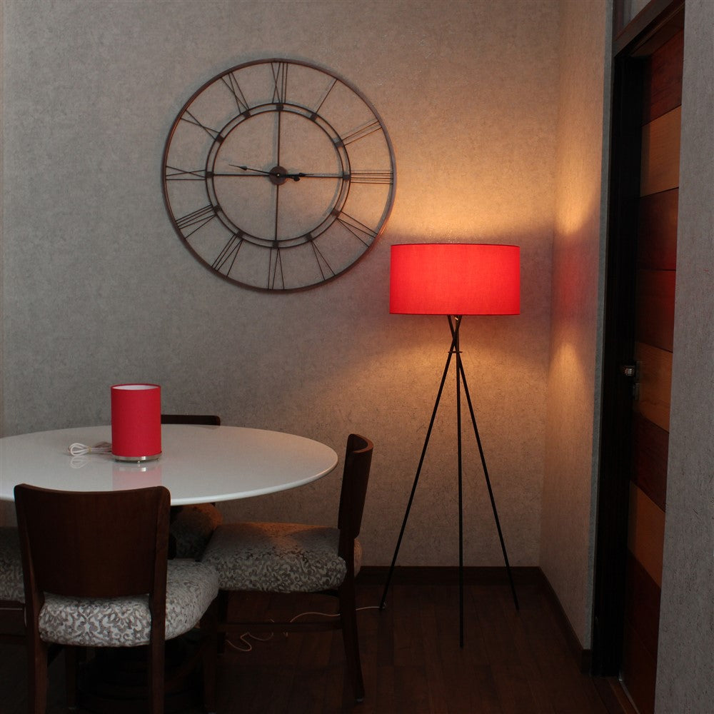 Craftter Metal Tripod Floor Decorative Standing Night Lamp (Dark Pink)