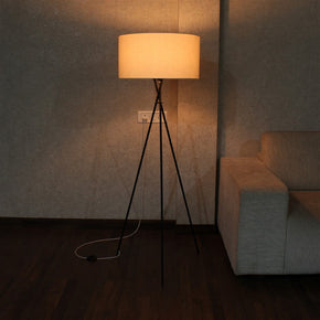 Craftter Textured Metal Tripod Floor Decorative Standing Night Lamp (Off White)