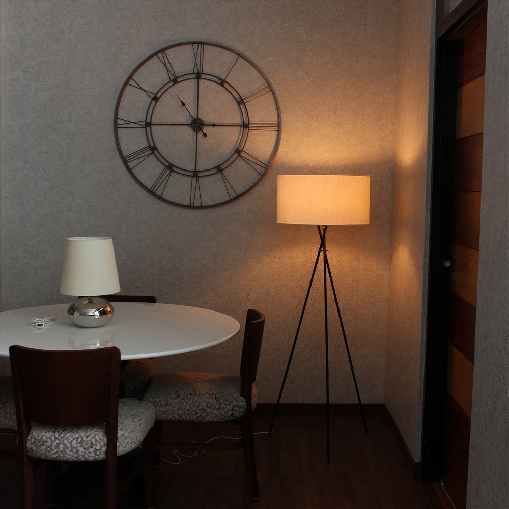 Craftter Textured Metal Tripod Floor Decorative Standing Night Lamp (Off White)