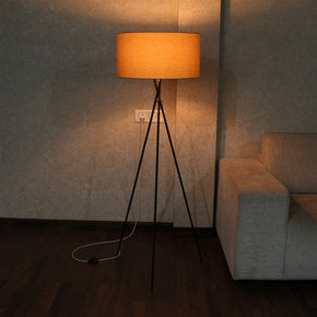 Craftter Textured Matka Silk Metal Tripod Floor Decorative Standing Night Lamp (Mehandi Green, 19 X 10 X 57 Inches)