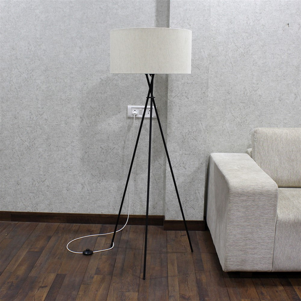 Craftter Metal Textured White Tripod Floor Night Lamp