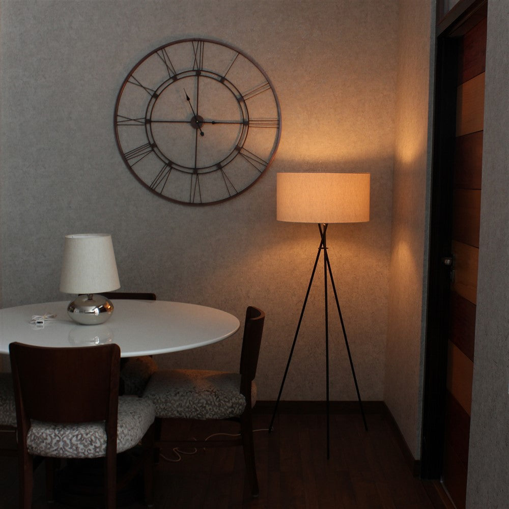 Craftter Metal Textured White Tripod Floor Night Lamp