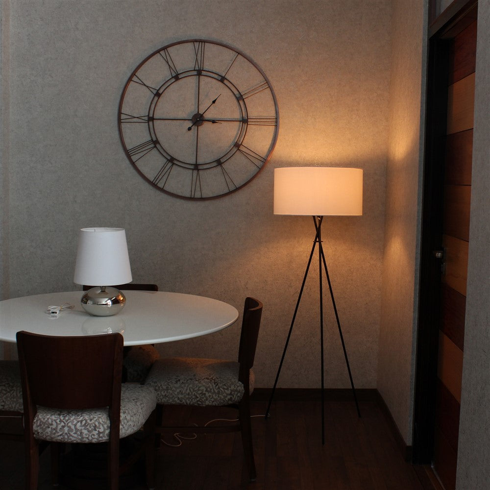 Craftter Plain White Metal Tripod Floor Decorative Standing Night Lamp