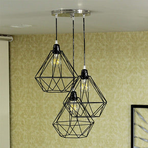 Craftter Set of 3 White Black Dimond Metal Hanging Lamp Pendant Light Decorative