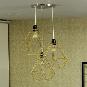 Craftter Set of 3 White Gold Dimond Metal Hanging Lamp Pendant Light Decorative