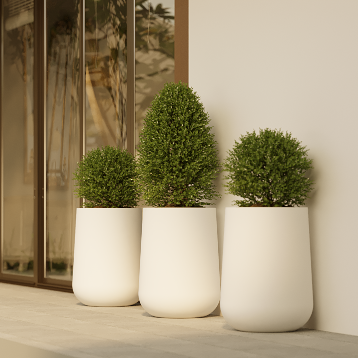 long white plant pot Craftter Long Cylindrica Shape White Color Fiberglass (Gamla) Planters