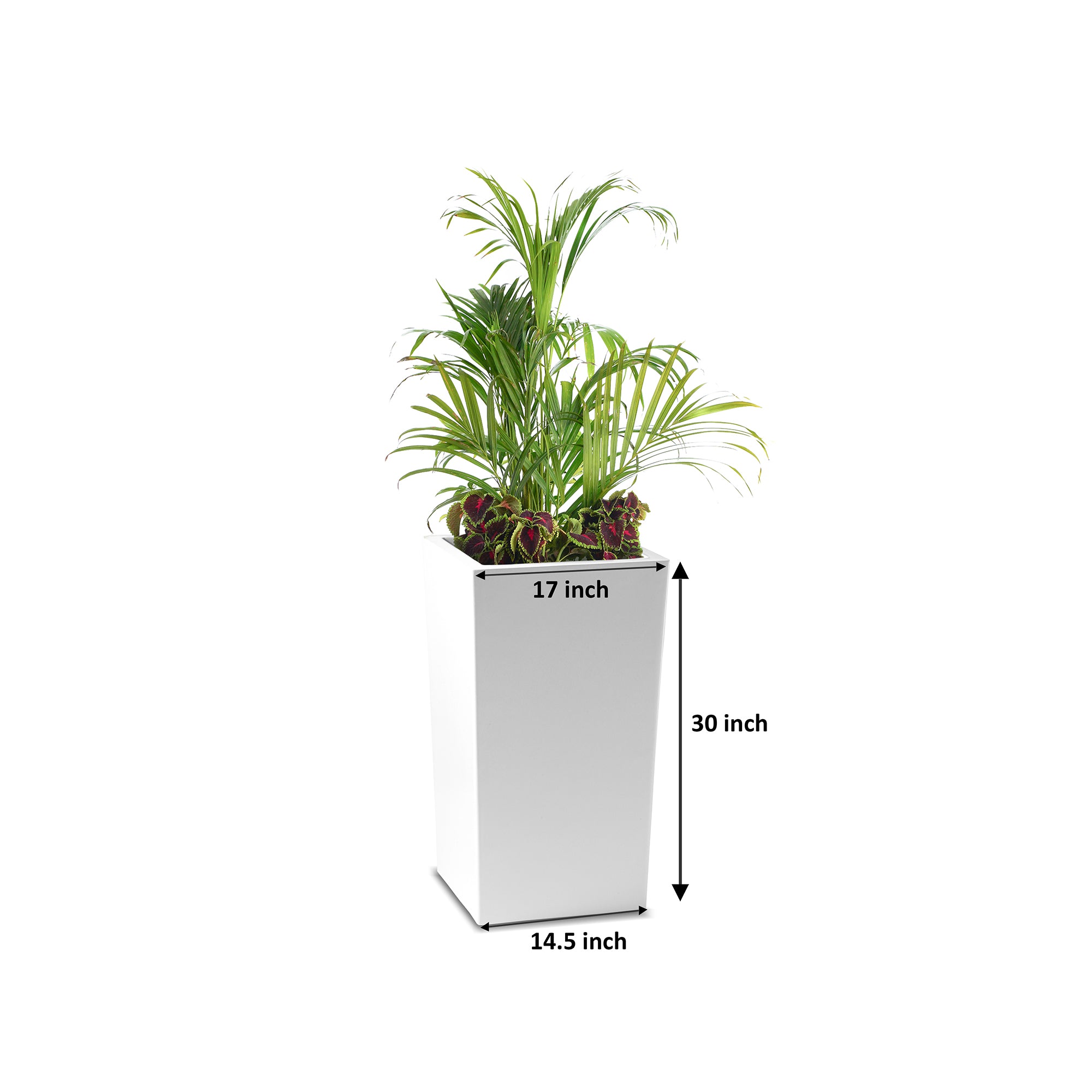 30 x 30 plant pot Craftter Extra Large Square Pillar Shape White Color Fiberglass Planters (Gamla) Decorative Pots Light Weight