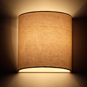 Craftter Textured Off White Color Fabric Half Shade Wall Lamp Fixture
