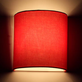 Craftter Red Color Plain Fabric Half Shade Wall Lamp Fixture