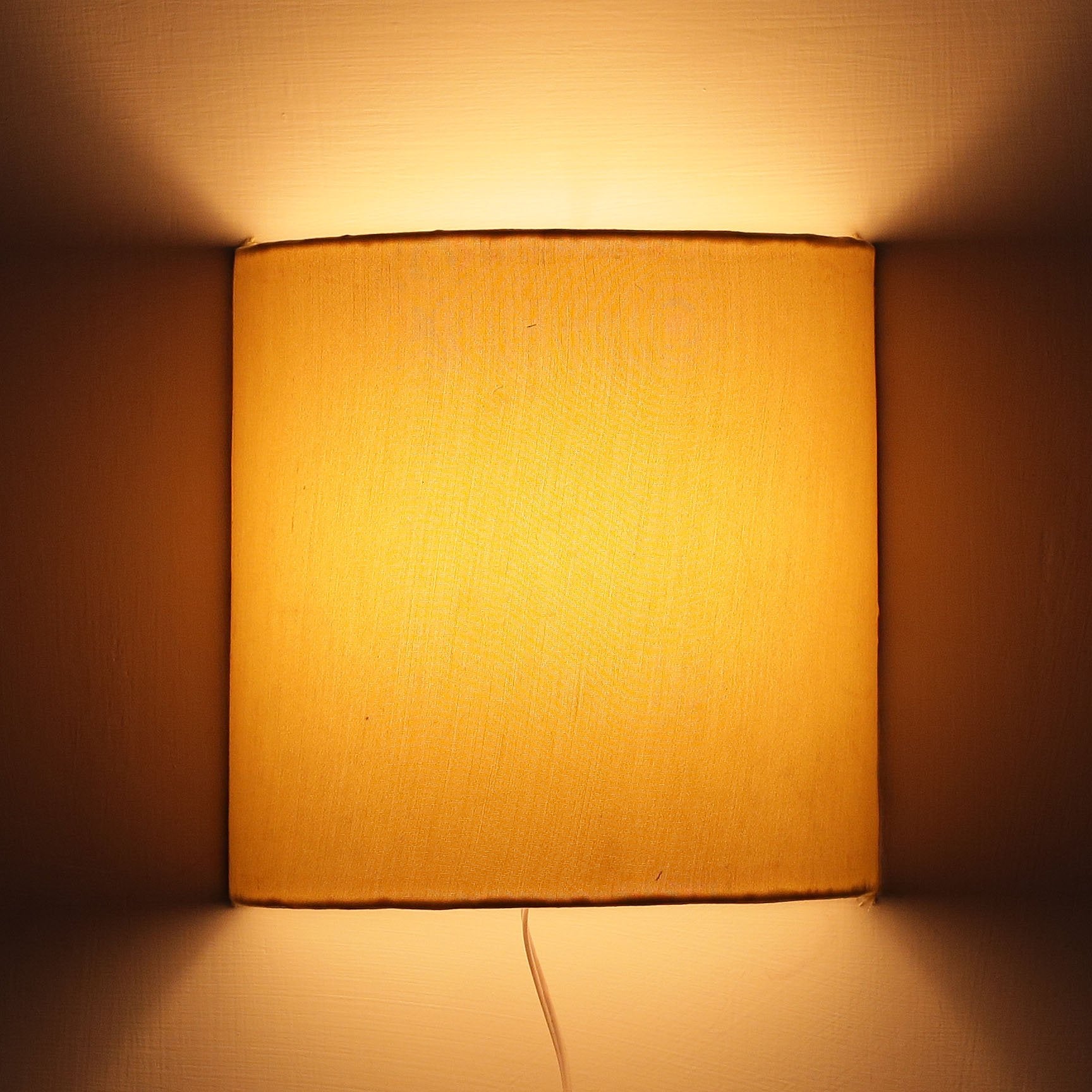 Craftter Plain Yellow Color Fabric Half Shade Wall Lamp Fixture Attractive Fancy Wall LED Light Lamps for Home and Office Fancy Wall Lights and Lamps