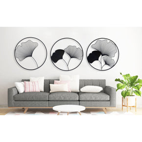 Craftter Set of 3 Circles Black Color Metal Wall Art Sculpture and Hanging Decor for Living Room Home and Office