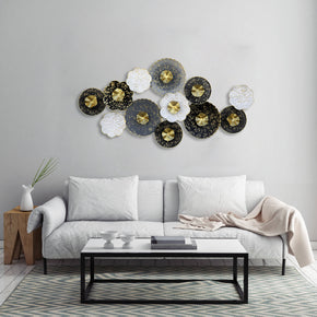 Craftter Floral Circles Metal Wall Art for Home Décor | Decorative Hanging Sculpture | Wall-Mount Decoration for Living Room Bedroom Farm House Cottage Home Office | Modern and Antique | Multicolor