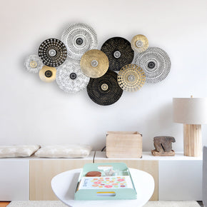 Craftter Trible Circles Metal Wall Art for Home Décor | Decorative Hanging Sculpture | Wall-Mount Decoration for Living Room Bedroom Farm House Cottage Home Office | Modern and Antique|White ad Black