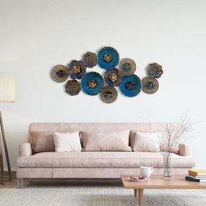 Craftter Floral Circles Metal Wall Art for Home Décor | Decorative Hanging Sculpture | Wall-Mount Decoration for Living Room Bedroom Farm House Cottage Home Office| Modern and Figurine|Dark Multicolor