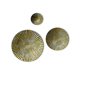 Craftter Set of 3 Bright Gold and Silver Color Circles Metal Wall Décor Hanging Large Wall Sculpture Art