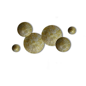 Craftter Small Set of 6 Bright Gold and Silver Color Circles Metal Wall Décor Hanging Large Wall Sculpture Art