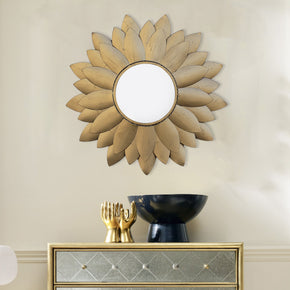 Craftter Gold Leafs 30 inch Metal Wall Mirror