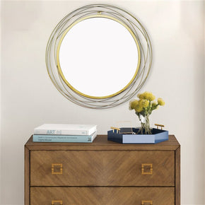 Craftter Round and Round Design Gold Color Round Metal 32 inch Wall Mirror Decorative Hanging Mirror