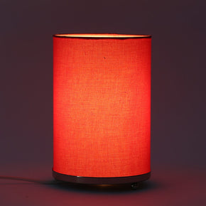 Craftter Handloom Dark Pink Fabric Round Small Table Lamp Bedside Table Light Night Lamp
