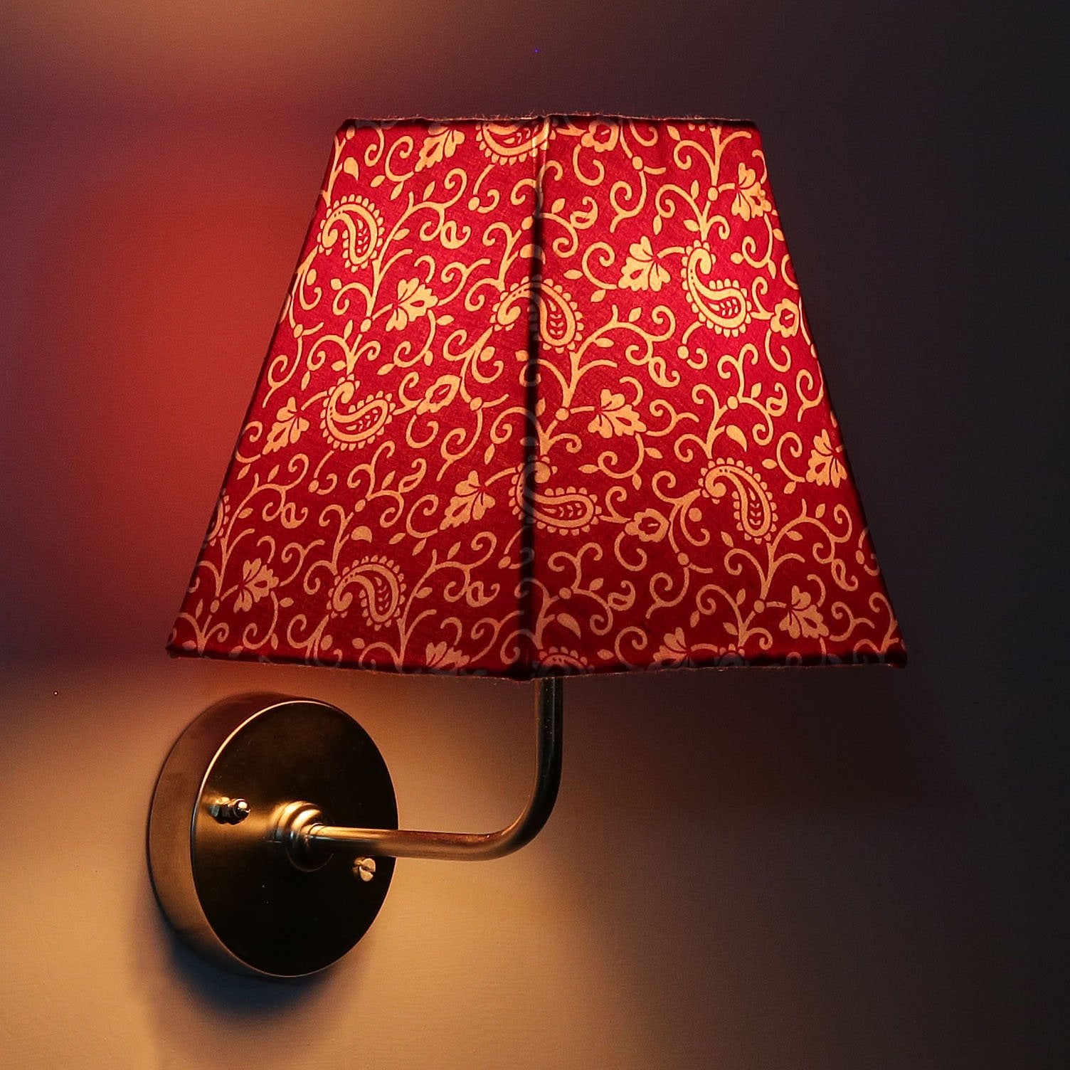 Craftter 5W Crafter Keri Design Colour Fabric Shade Square Wall Lamp Fixture Fancy Wall Lights And Lamps For Home Decoration Indoor And Outdoor, Red