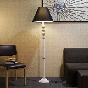 Craftter Black Fabric Shade Antique White Wooden Base Floor lamp Decorative Night Standing Lamp